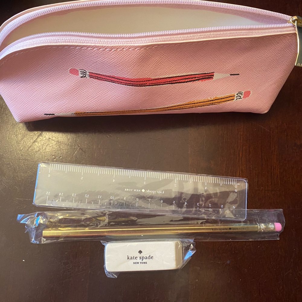 Kate Spade Pencil bag, pencil, eraser, ruler - New without tags